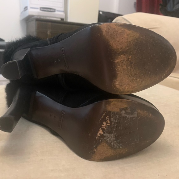 COACH black suede and fur booties with platform heel- Size 8 - Picture 9 of 10